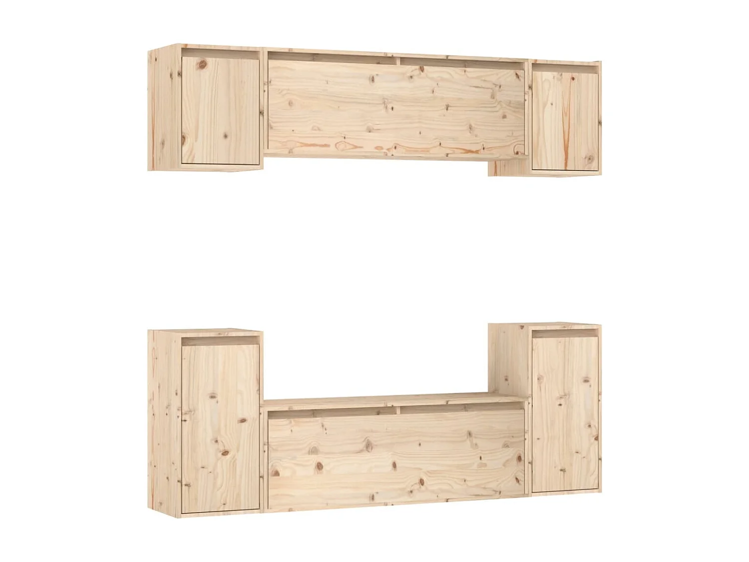 Móveis de TV 6 peças madeira de pinho maciça