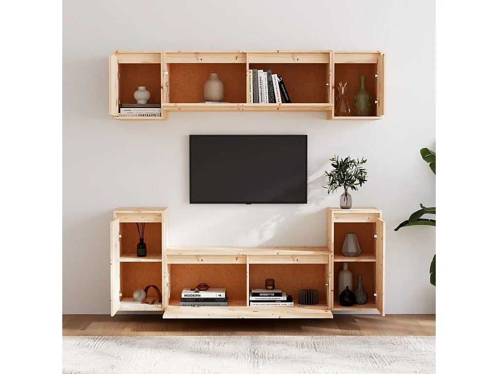 Móveis de TV 6 peças madeira de pinho maciça