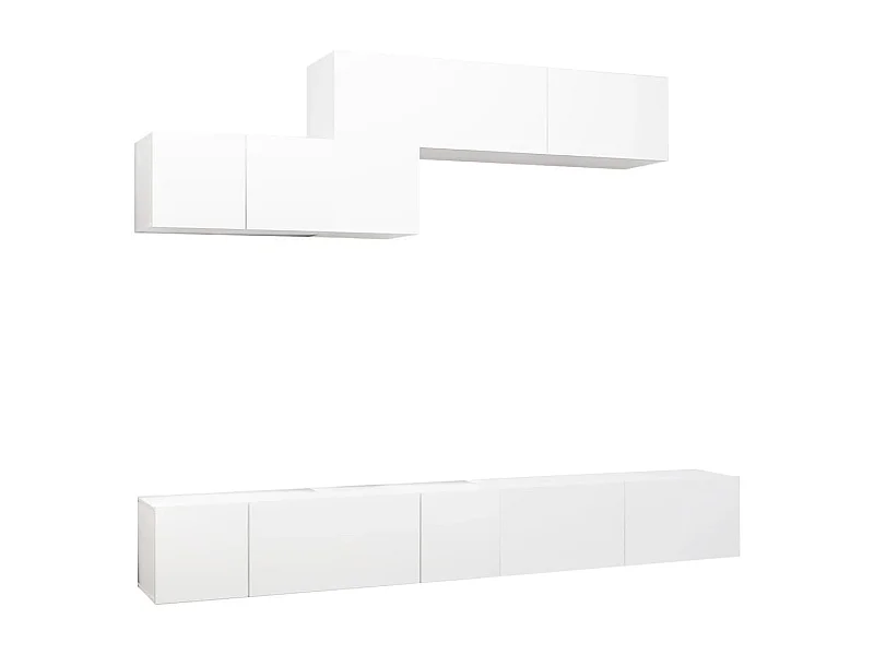 Ensemble de meuble TV 6 pièces Blanc Aggloméré