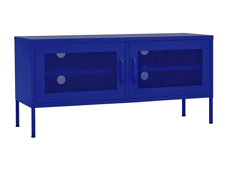 Meuble TV Bleu marine 105x35x50 cm Acier