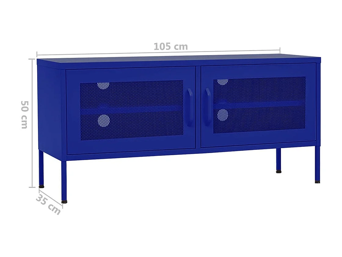 Meuble TV Bleu marine 105x35x50 cm Acier