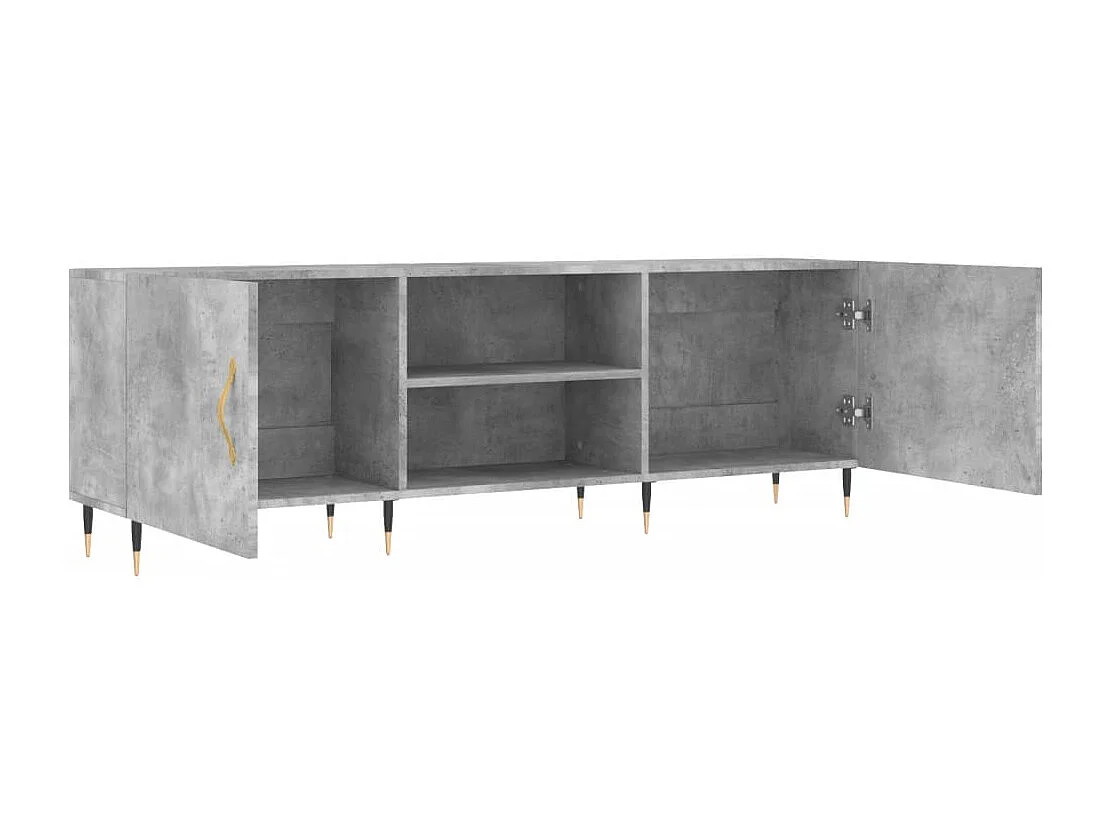 Meuble TV gris béton 150x30x50 cm bois d'ingénierie