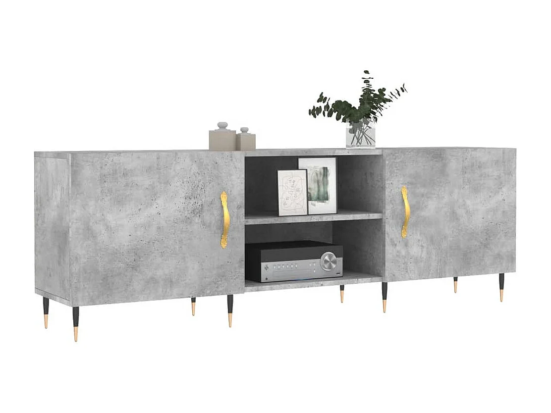 Meuble TV gris béton 150x30x50 cm bois d'ingénierie