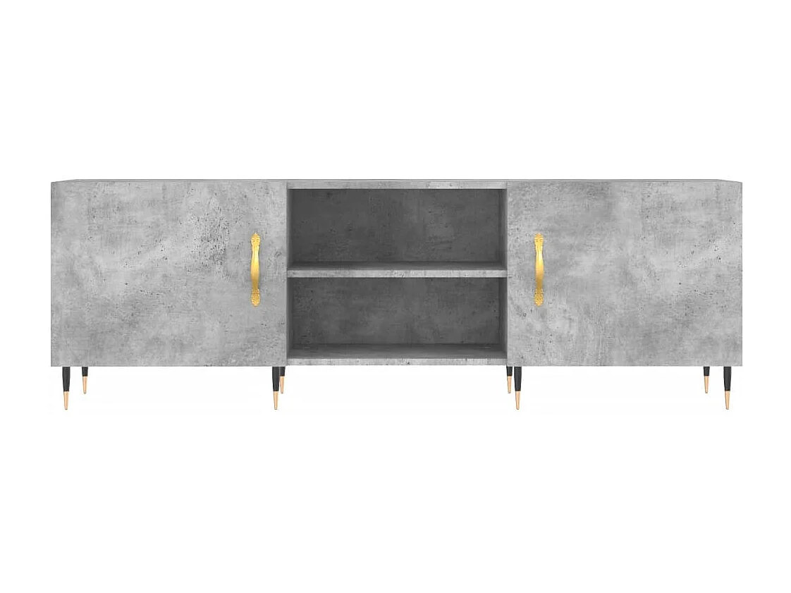 Meuble TV gris béton 150x30x50 cm bois d'ingénierie
