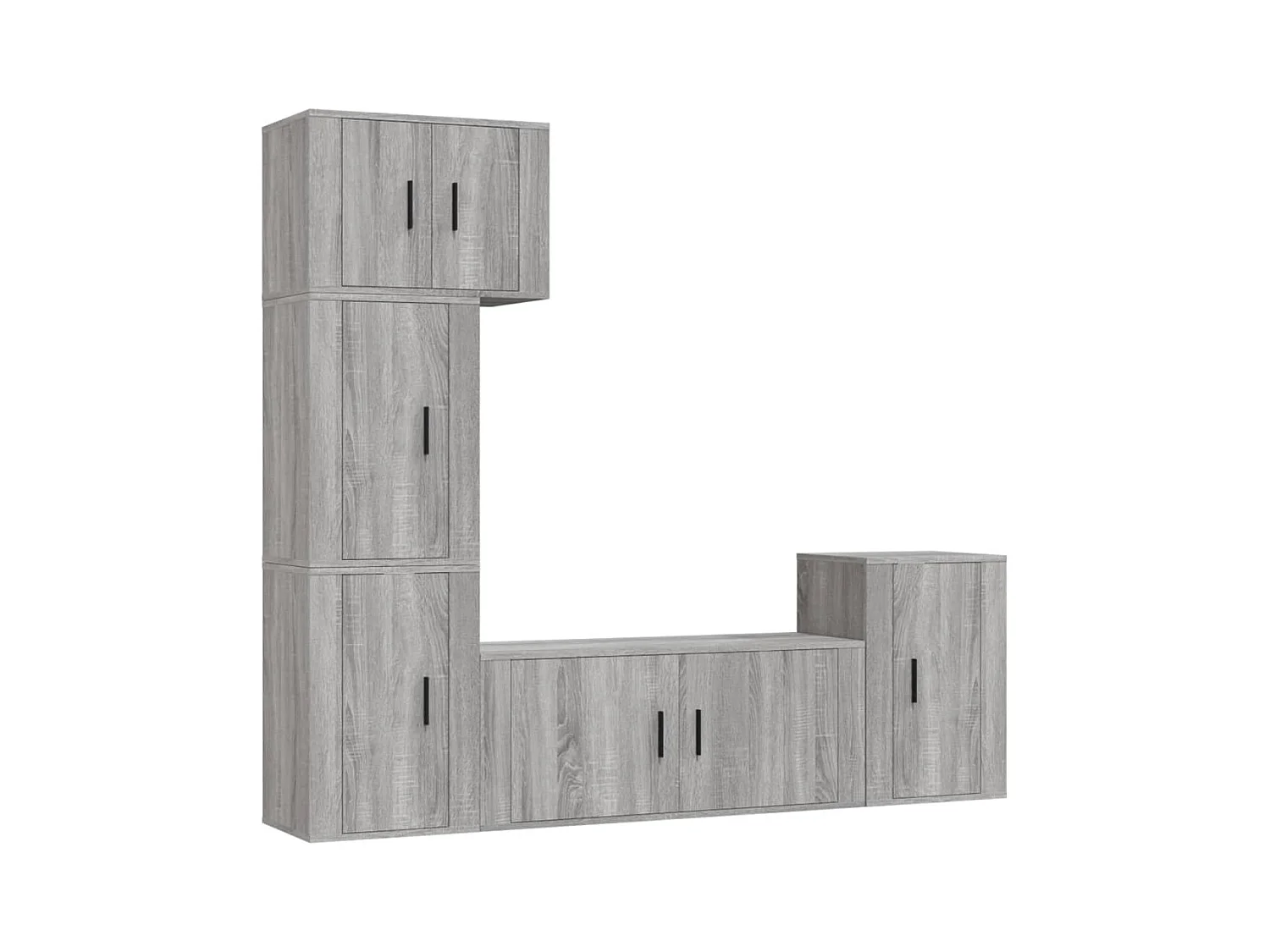 Set de muebles para TV 5 piezas madera contrachapada gris Sonoma