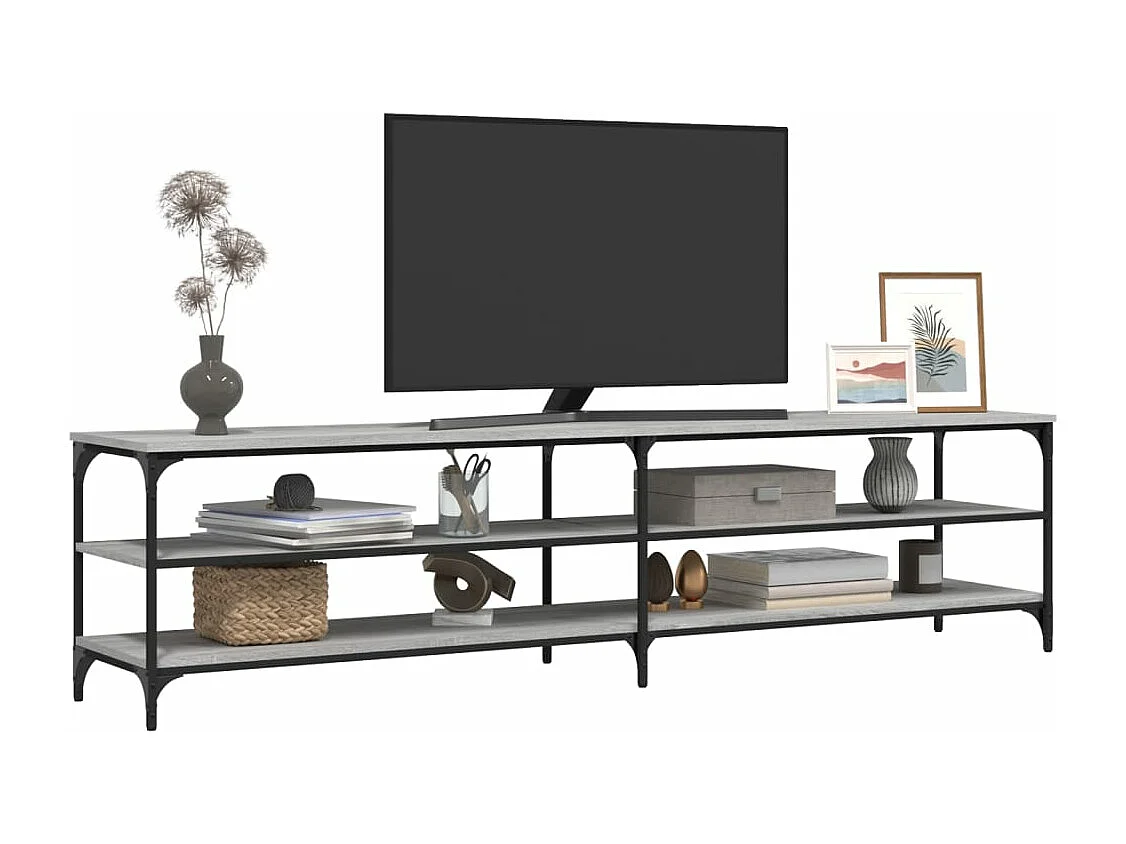 Meuble TV sonoma gris 200x30x50 cm bois d'ingénierie et métal