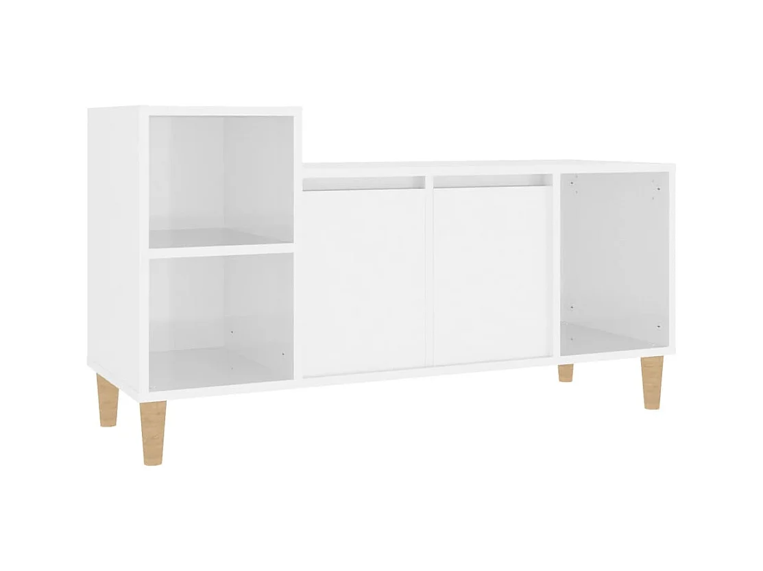 Meuble TV Blanc brillant 100x35x55 cm Bois d'ingénierie