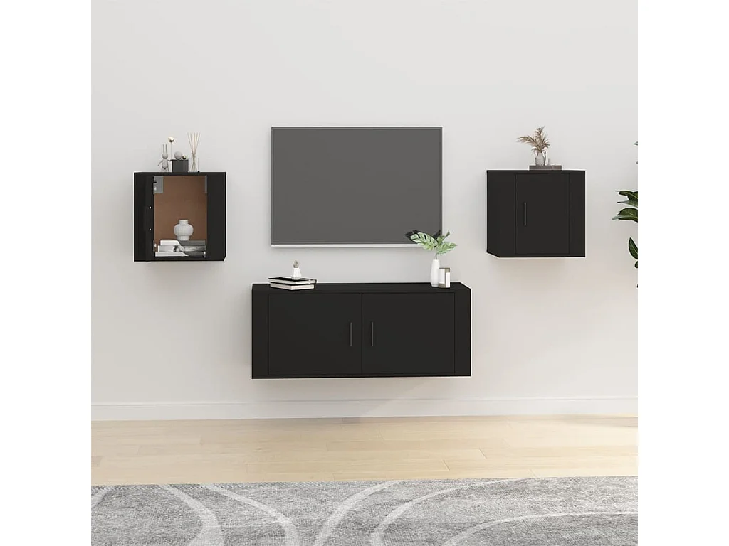 Meubles TV muraux 2 pièces Noir 40x34,5x40 cm