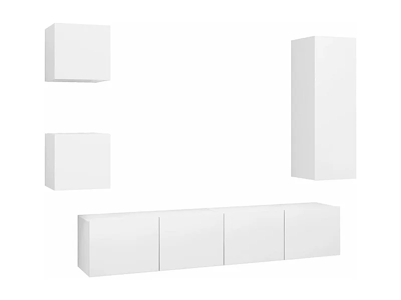 Ensemble de meuble TV 5 pièces Blanc Aggloméré