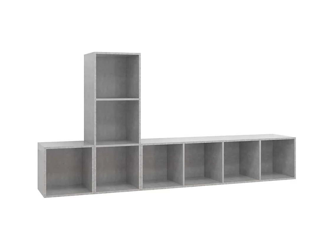 Ensemble de meuble TV 3 pièces Gris béton Aggloméré
