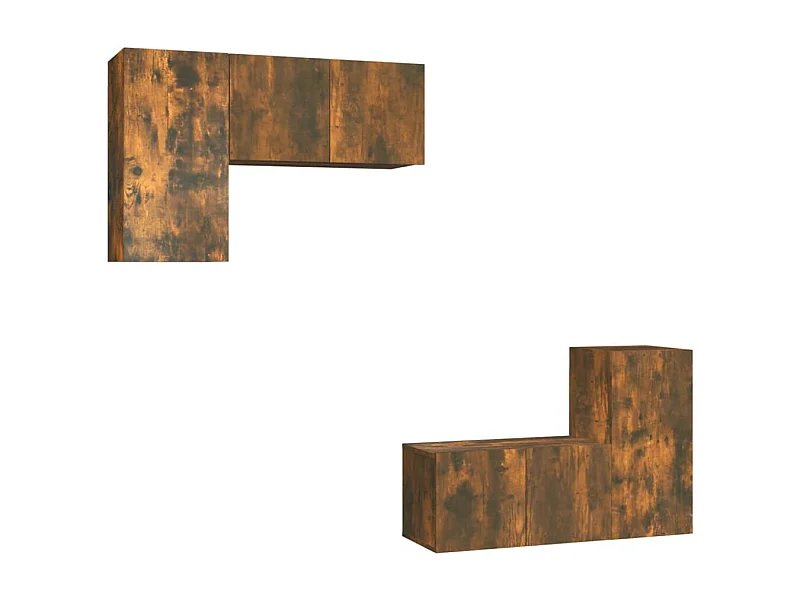 Ensemble de meubles TV 4 pièces Chêne fumé Bois d'ingénierie