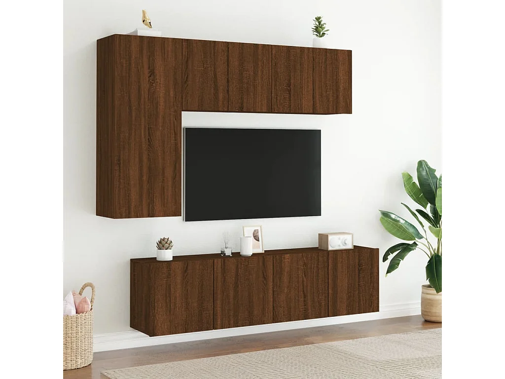 Muebles para TV de pared 2 unidades roble marrón 60x30x41 cm