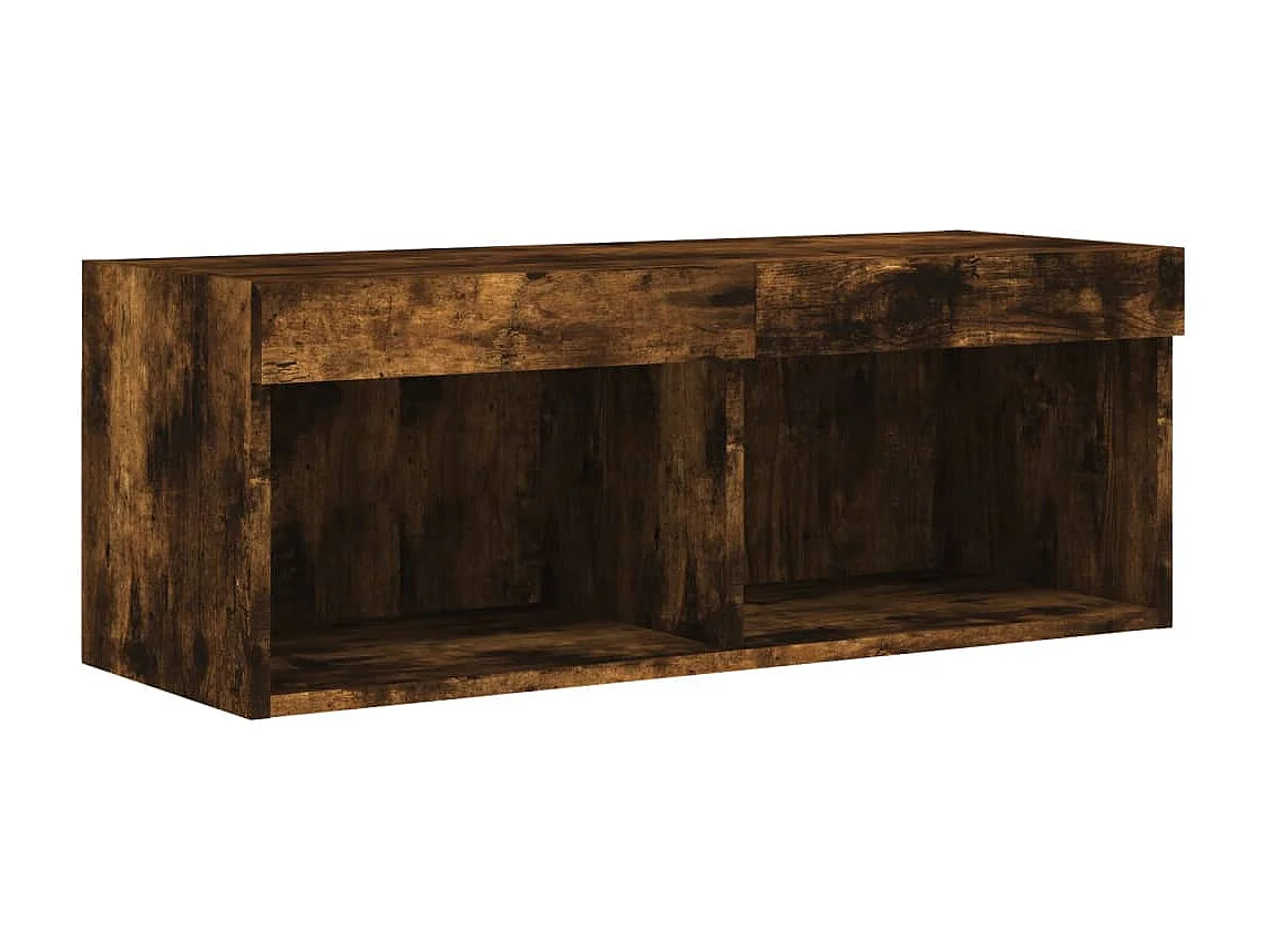 4peças móveis parede p/ TV c/ LEDs deriv. madeira carvalho fumado