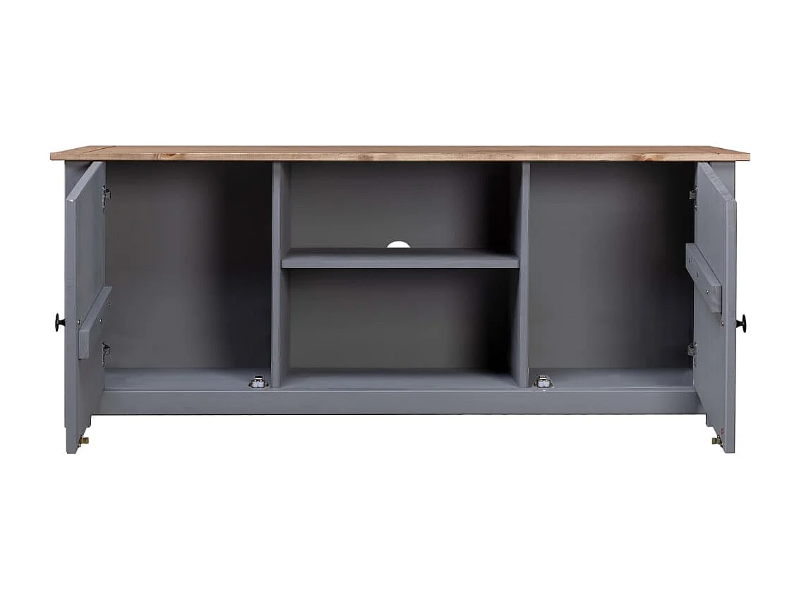 Móvel TV 120x40x50 cm madeira de pinho maciça Panama cinzento