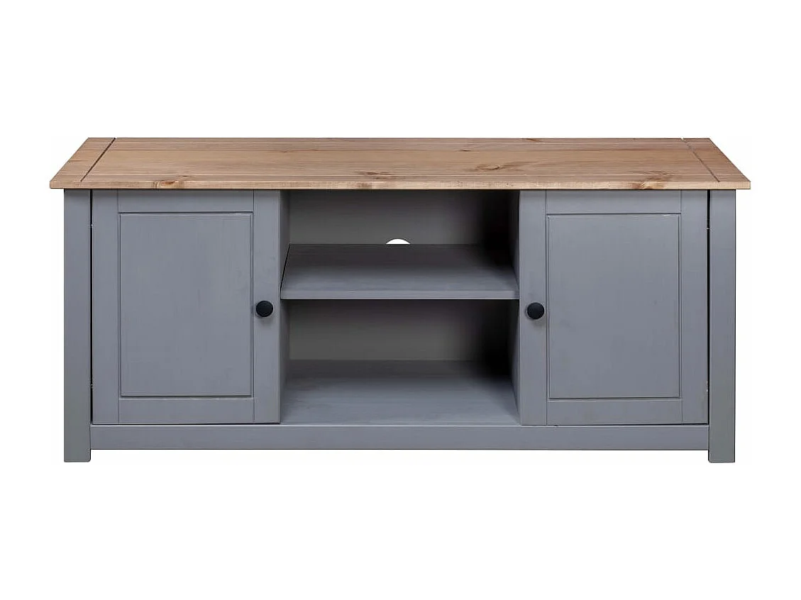 Móvel TV 120x40x50 cm madeira de pinho maciça Panama cinzento