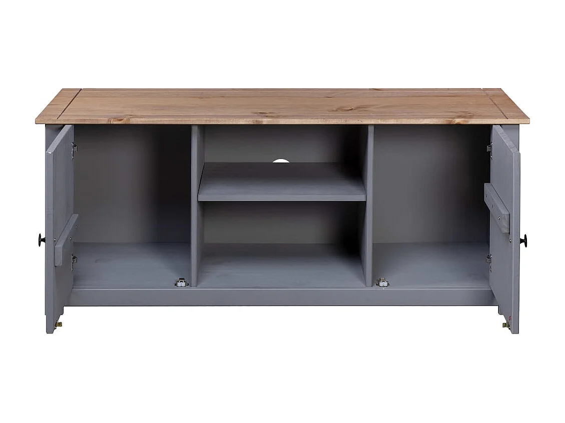 Móvel TV 120x40x50 cm madeira de pinho maciça Panama cinzento