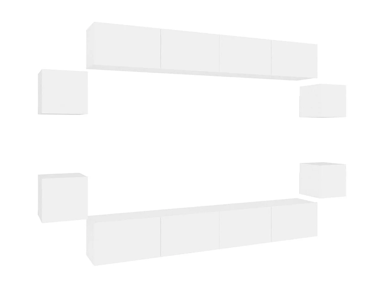 Ensemble de meubles TV 8 pièces Blanc Bois d'ingénierie