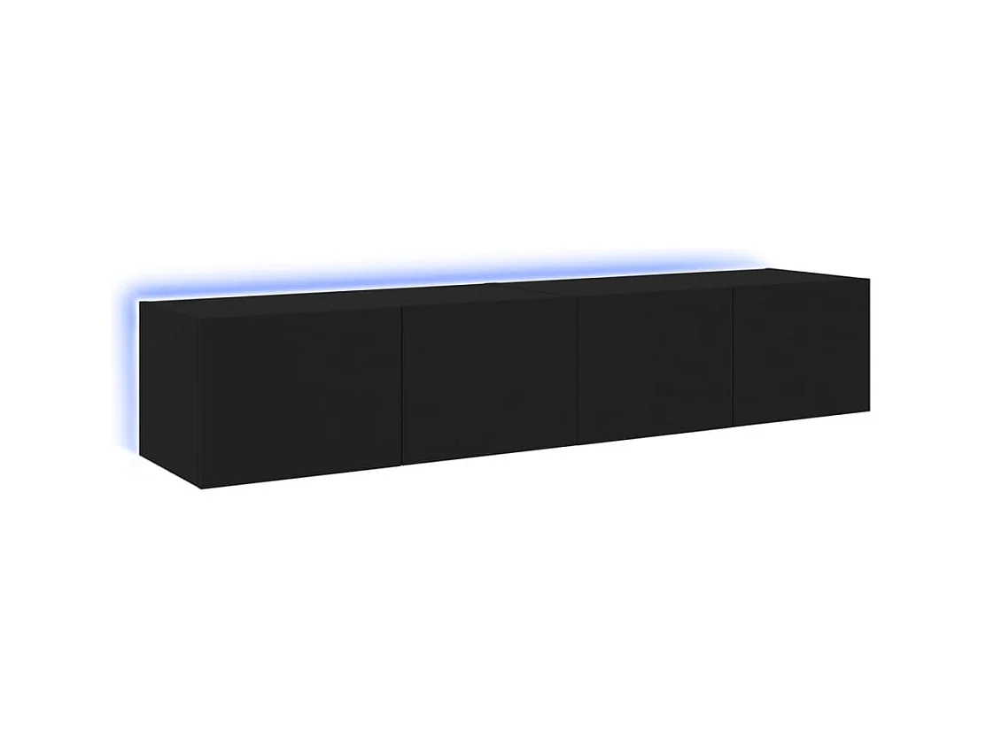 Meubles TV muraux avec lumières LED 2 pièces noir 80x35x31 cm
