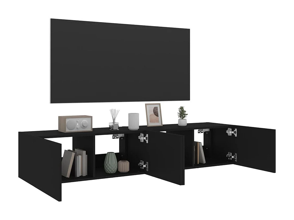 Tv-meubels met LED-verlichting 2 st 80x35x31 cm zwart