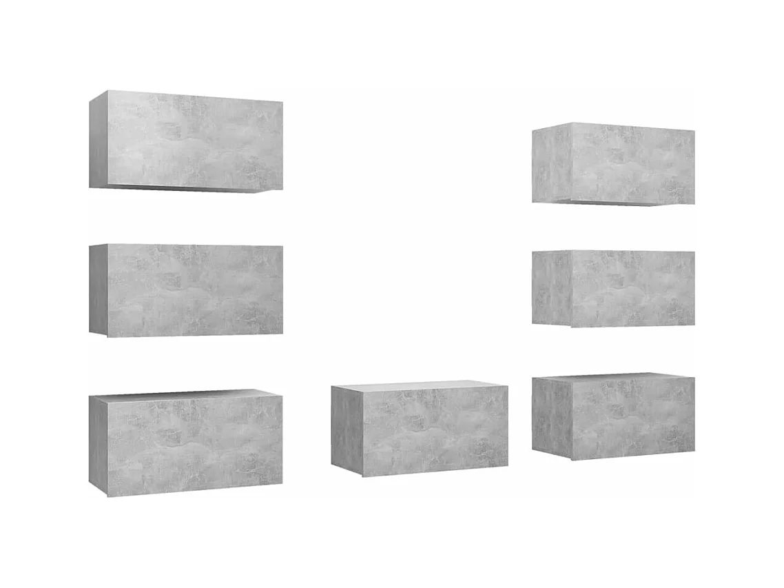 Tv-meubelen 7 stukken30,5x30x60 cm bewerkt hout betongrijs