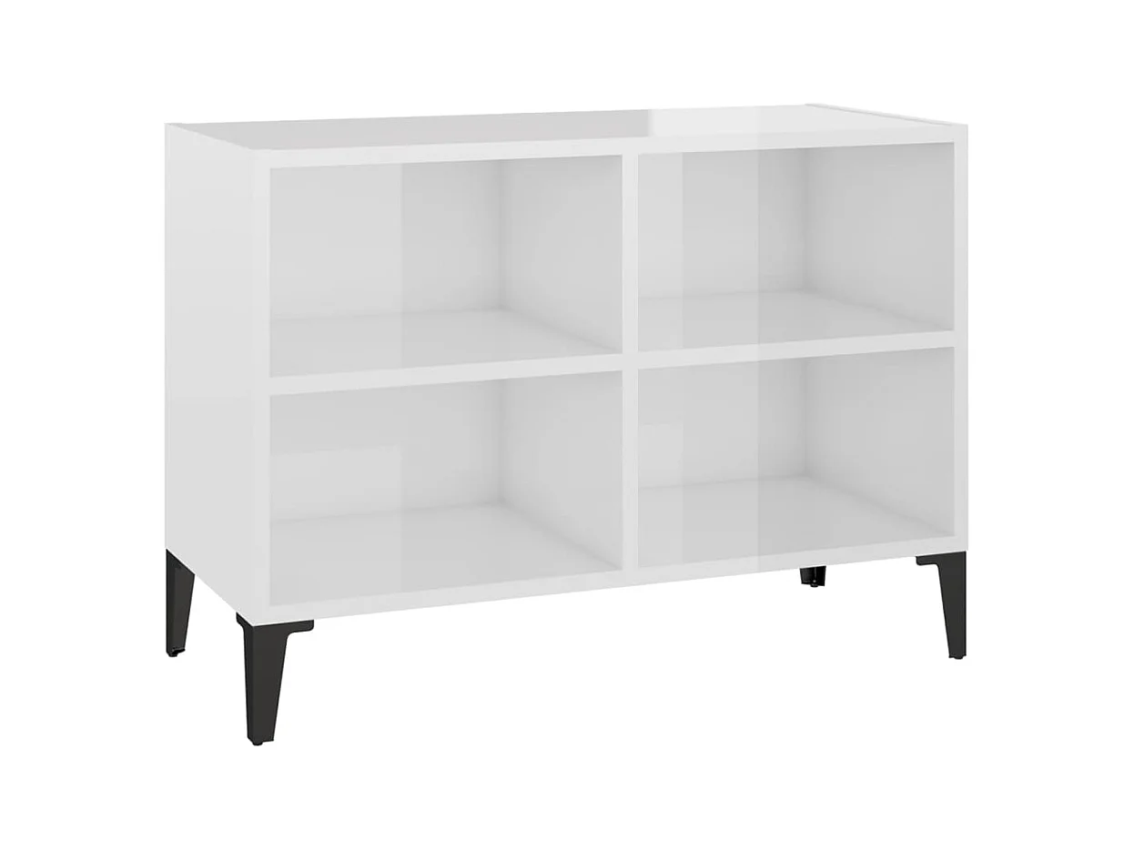 Meuble TV avec pieds en métal Blanc brillant 69,5x30x50 cm