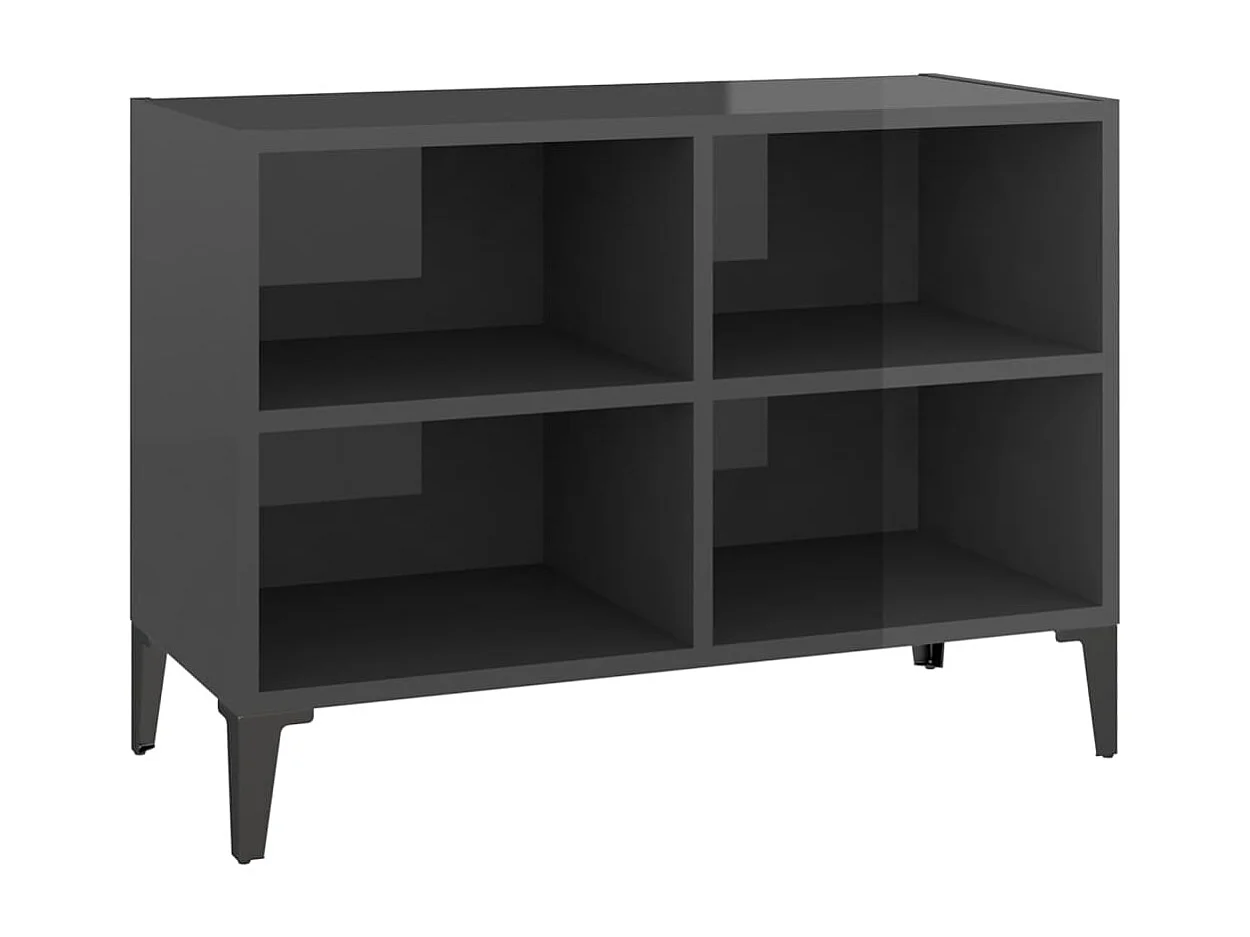 Meuble TV avec pieds en métal Gris brillant 69,5x30x50 cm