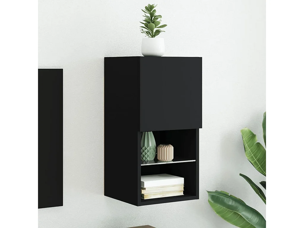 Mueble para TV con luces LED negro 30,5x30x60 cm