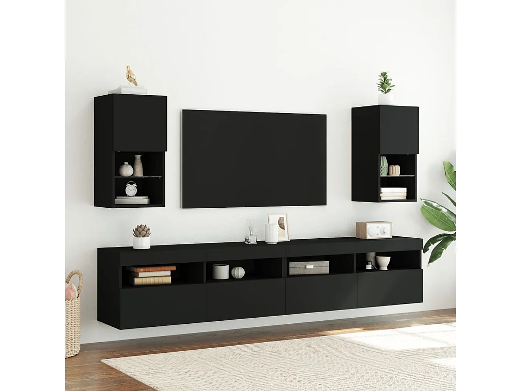 Mueble para TV con luces LED negro 30,5x30x60 cm
