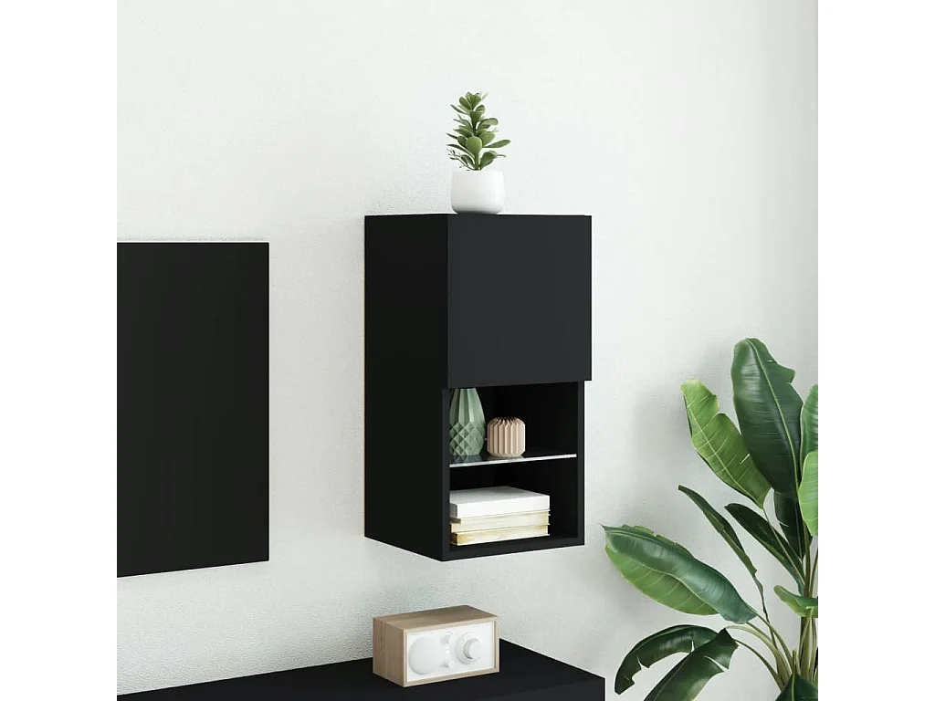 Mueble para TV con luces LED negro 30,5x30x60 cm