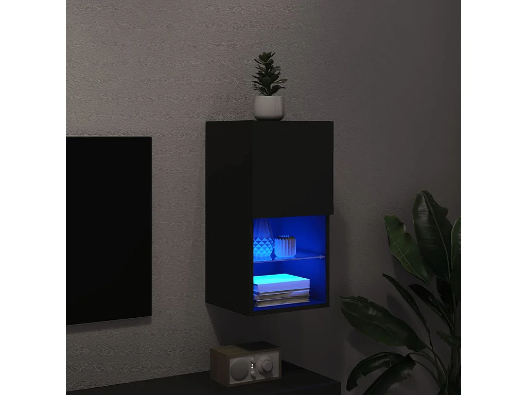 Mueble para TV con luces LED negro 30,5x30x60 cm