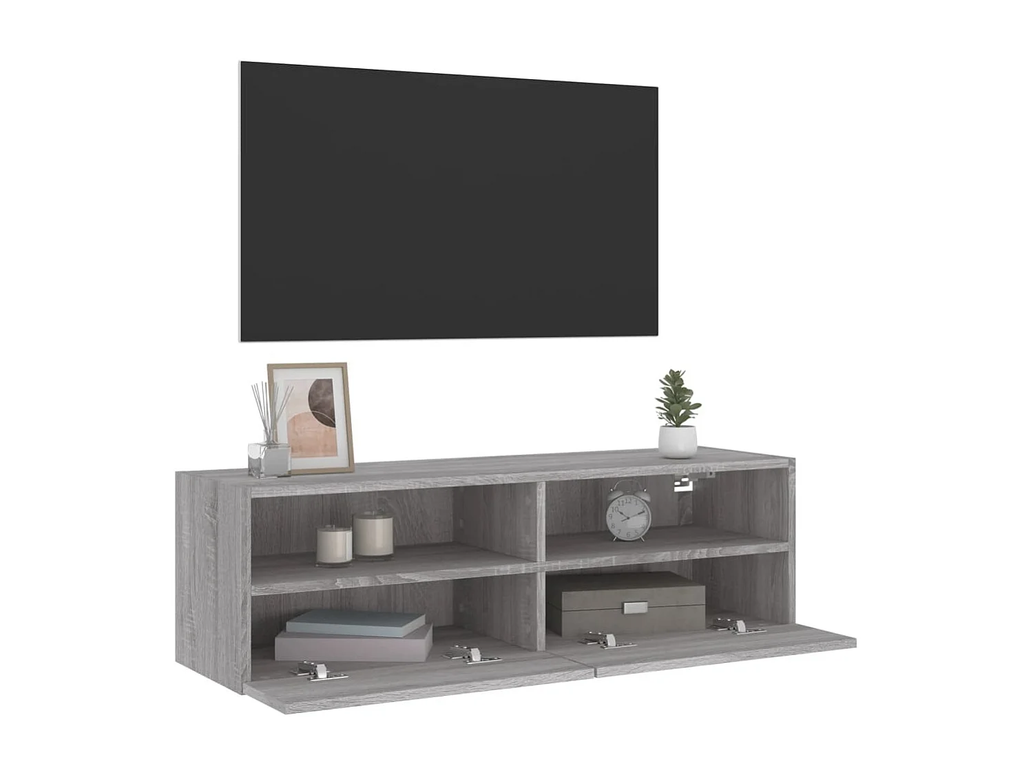 Tv-wandmeubel 100x30x30 cm bewerkt hout grijs sonoma