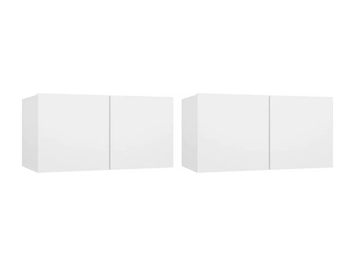Móveis de TV para parede 2 peças 60x30x30 cm branco
