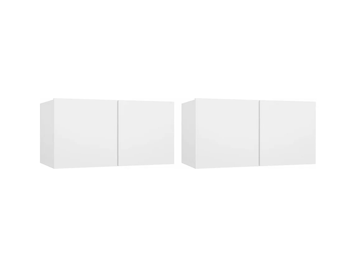 Meubles TV suspendus 2 pièces Blanc 60x30x30 cm