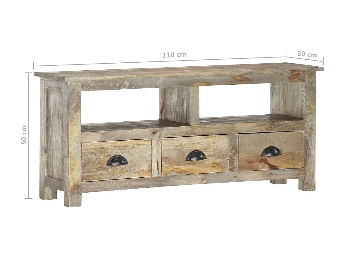 Meuble TV 110x30x50 cm Bois massif de manguier