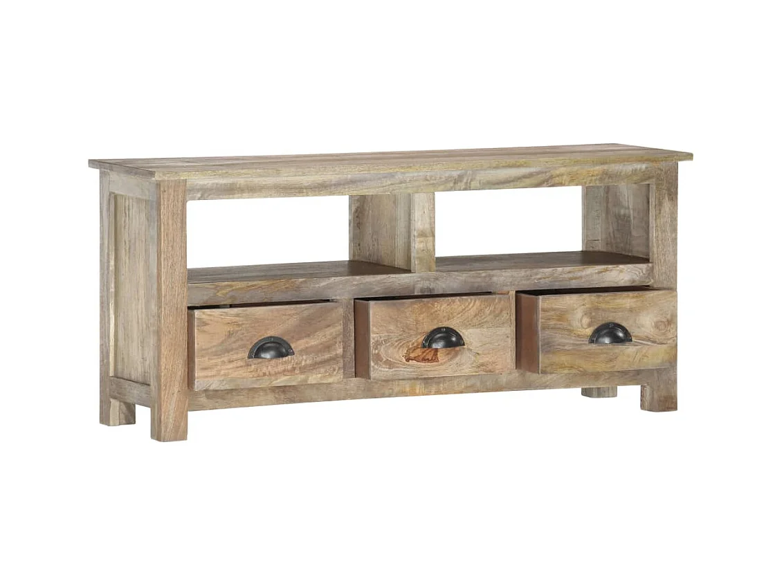 Meuble TV 110x30x50 cm Bois massif de manguier