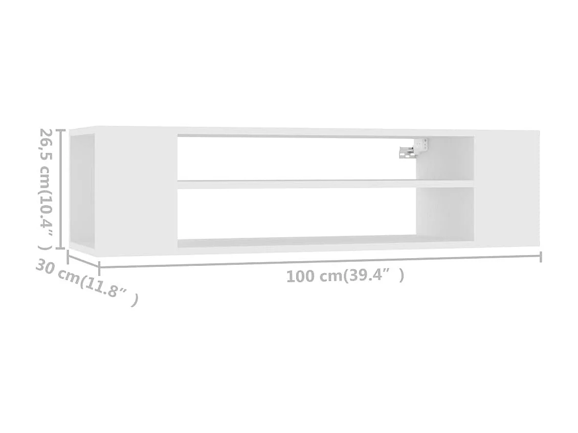 Tv-hangmeubel 100x30x26,5 cm bewerkt hout wit