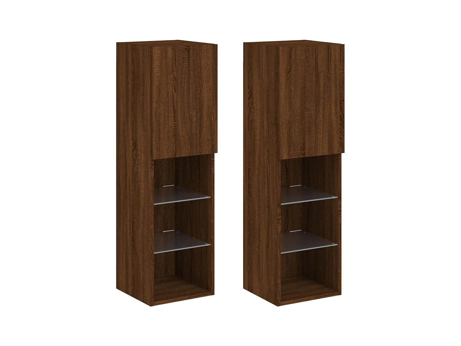 Meubles TV avec lumières LED 2 pièces chêne marron 30,5x30x102 cm