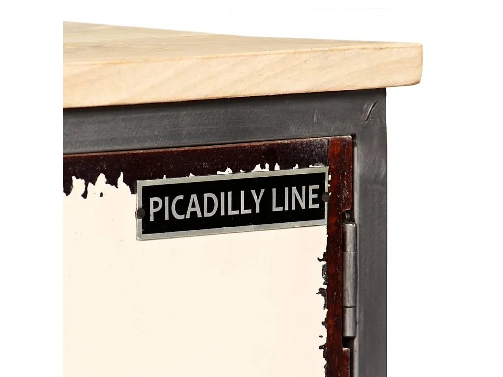 Meuble TV Bois de manguier massif et acier 120 x 30 x 45 cm