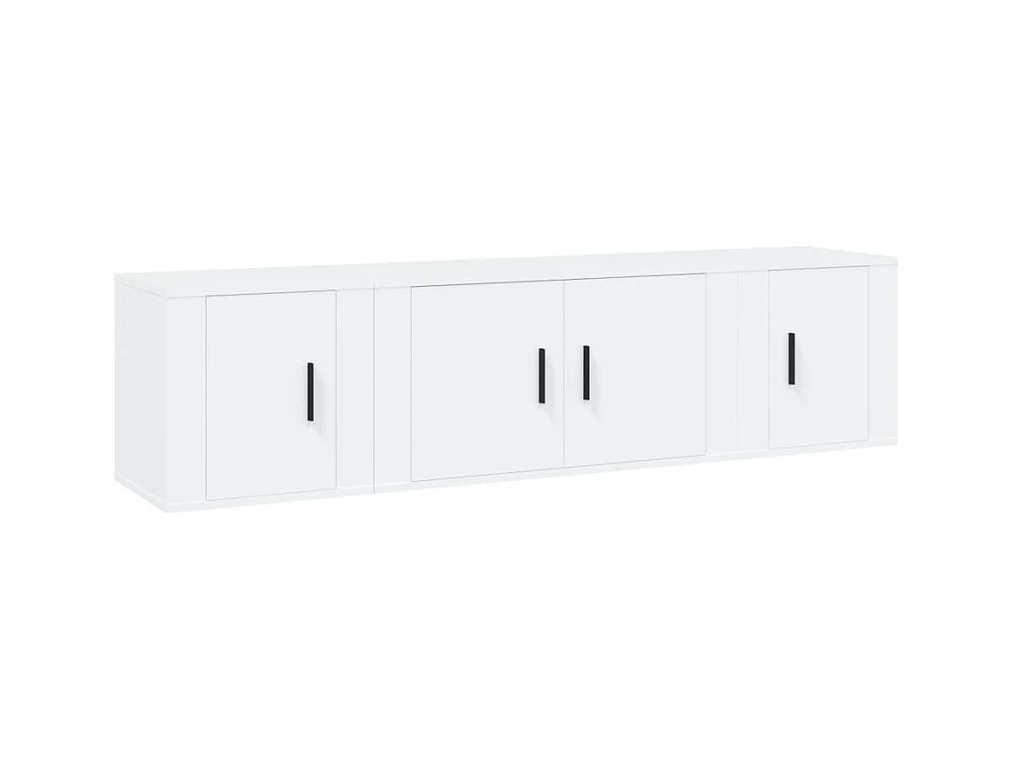 Set de muebles de TV 3 piezas madera contrachapada blanco