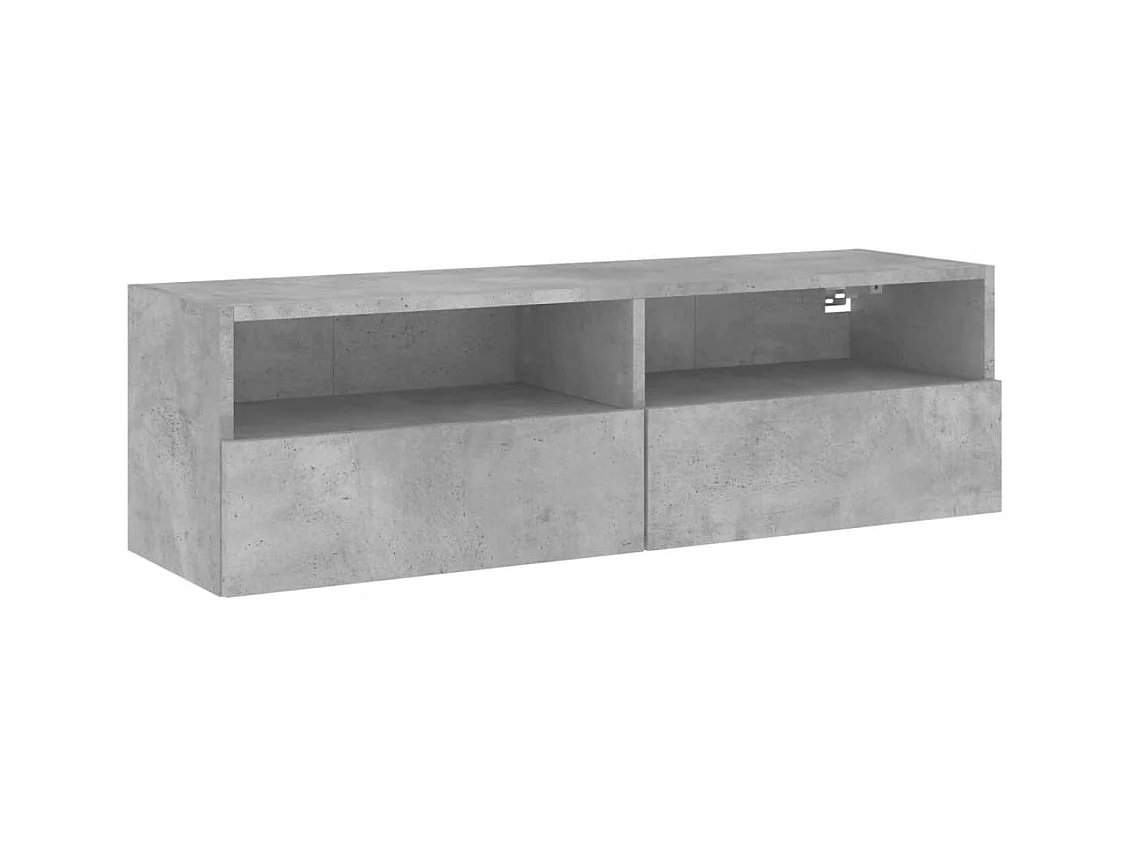 Meuble TV mural gris béton 100x30x30 cm bois d'ingénierie