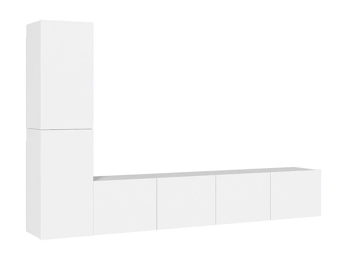 Conjunto móveis de TV 4 peças madeira processada branco