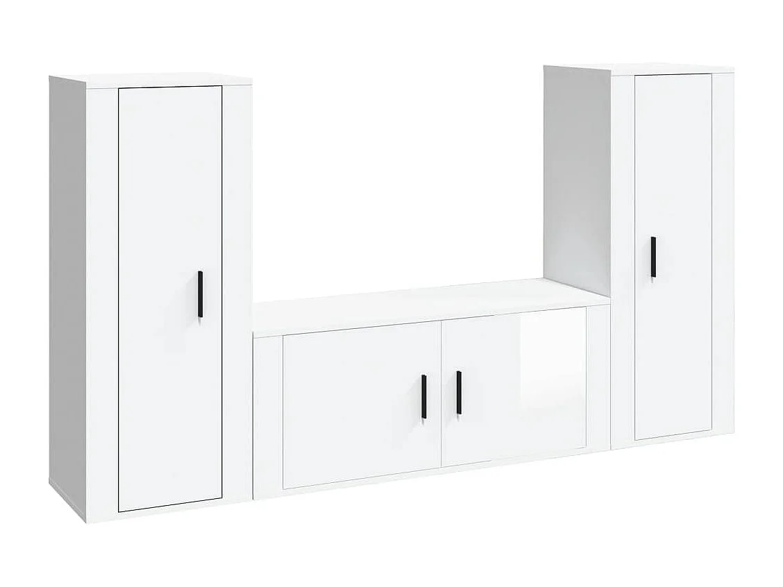 Ensemble de meubles TV 3 pièces Blanc brillant Bois d'ingénierie
