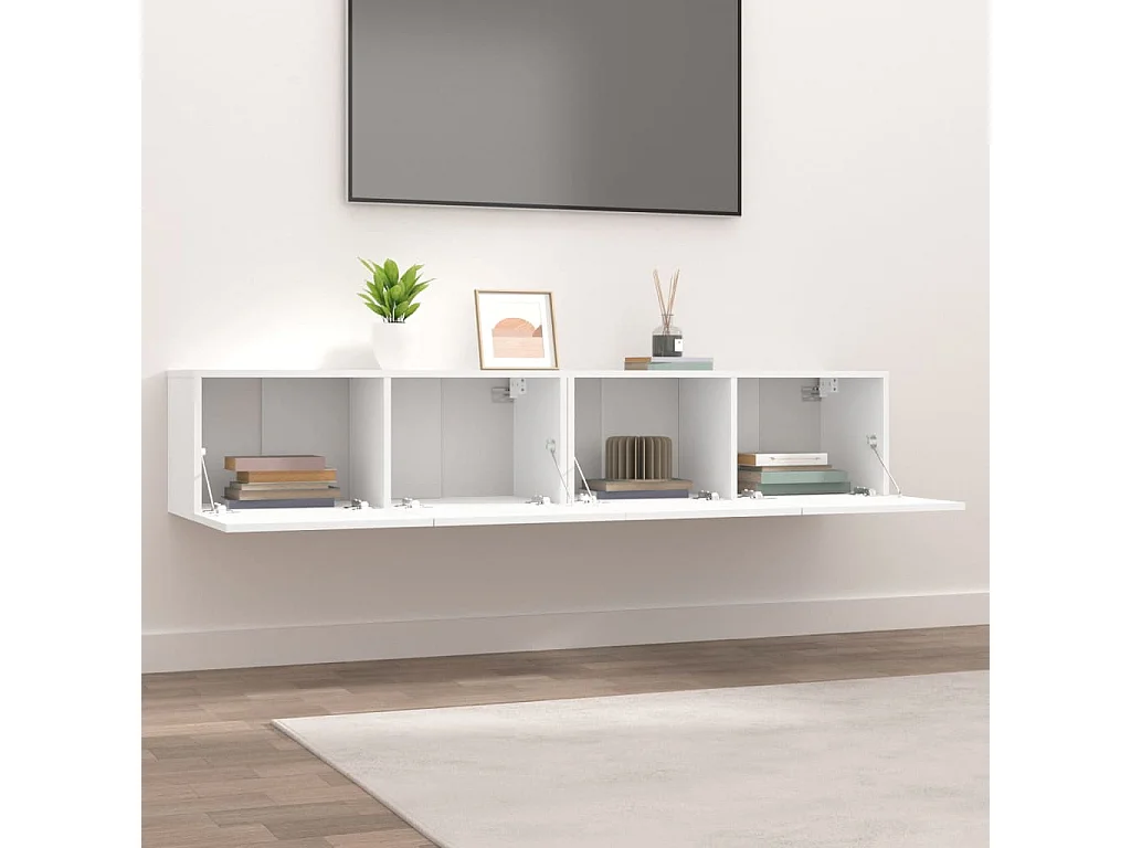 Meubles TV 2 pièces Blanc 80x30x30 cm Bois d'ingénierie