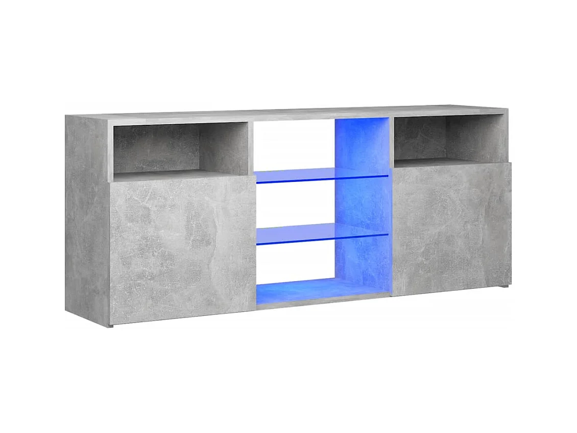 Meuble TV avec lumières LED gris béton 120x30x50 cm