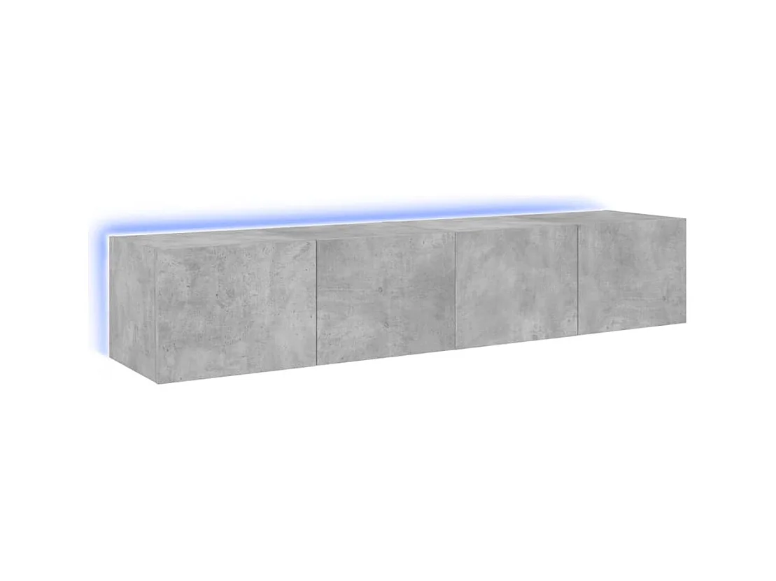 Meubles TV muraux et lumières LED 2pièces gris béton 80x35x31 cm