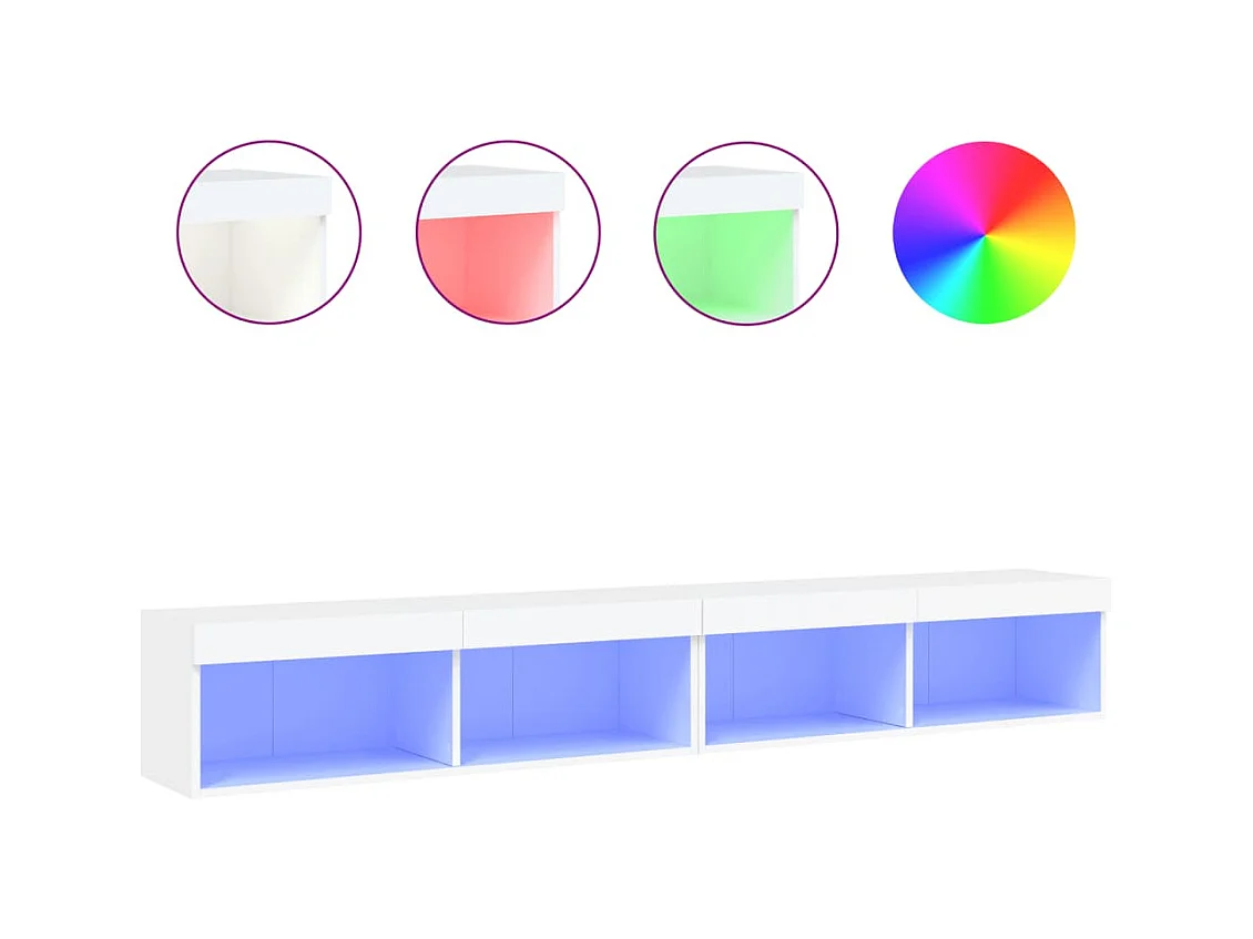Meubles TV avec lumières LED 2 pièces blanc 100x30x30 cm