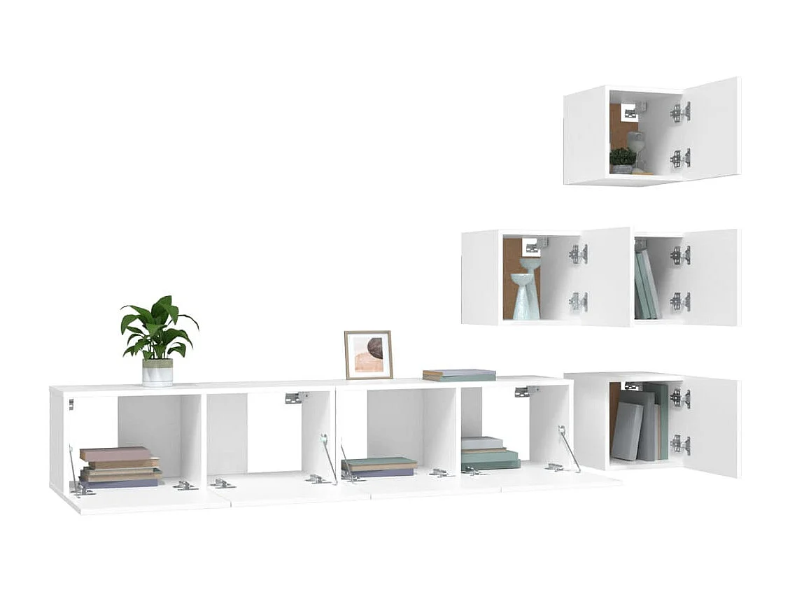 Mueble de pared para TV madera contrachapada blanco