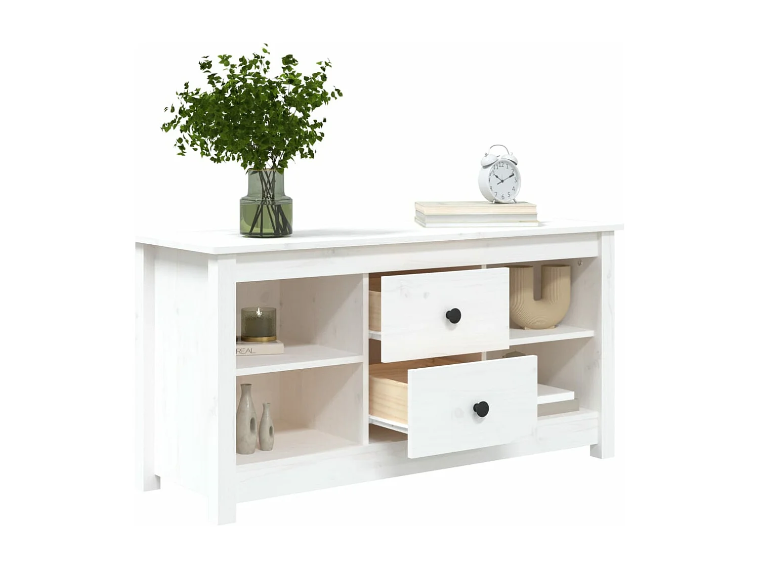 Móvel de TV 103x36,5x52 cm madeira de pinho maciça branco