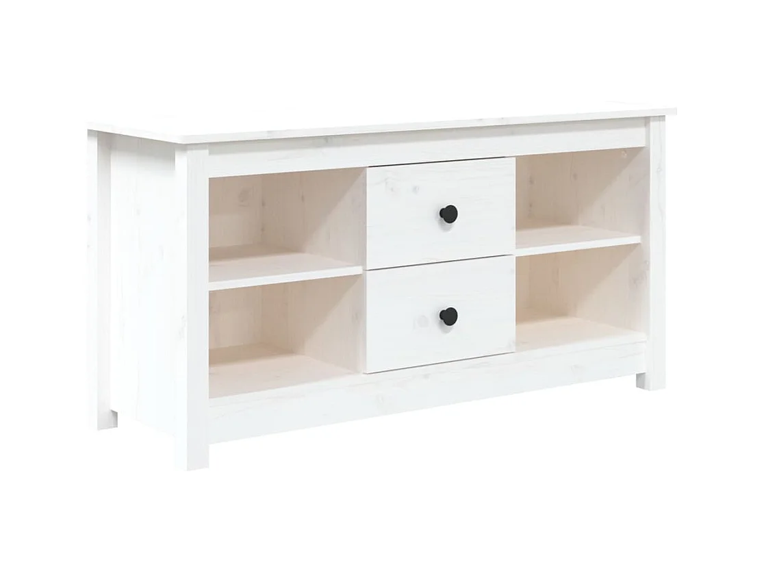 Meuble TV Blanc 103x36,5x52 cm Bois de pin massif