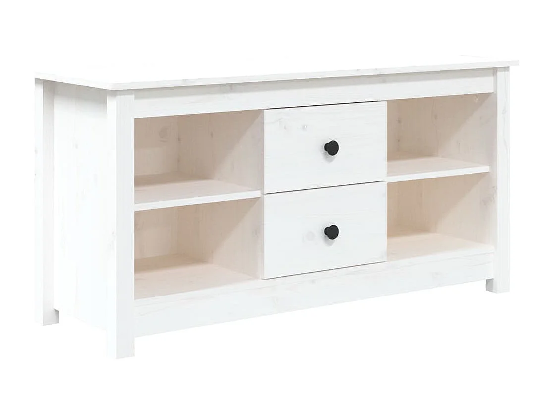 Meuble TV Blanc 103x36,5x52 cm Bois de pin massif